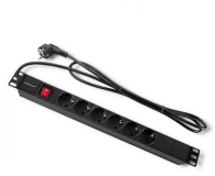 Qoltec Listwa zasilająca PDU do RACK 19'' 1U 16A  6xSCHUKO  2m - 1329983 - zdjęcie 2